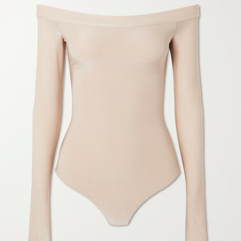 Khaite Devon Off-The-Shoulder Open-Back Jersey Bodysuit - Pink
